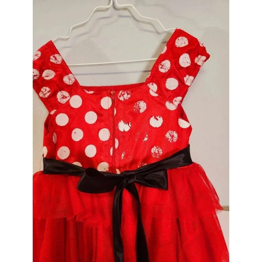 Disney Minnie Mouse Dress Sleeveless Size 4 Costume Some Flaking Of Dots - Picture 4 of 7